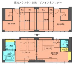 ① -Bスケルトン改装　2客室連結型